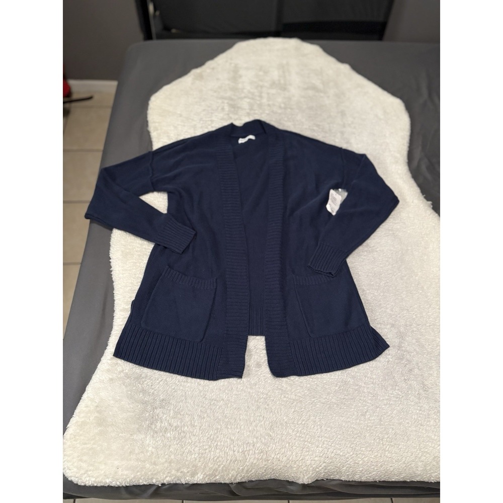 New Sonoma Women's Everyday Cardigan Navy Tundra Blue Sweater Size Medium NWT
